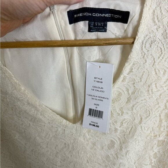 French Connection T-Gigliolia Moments Dress white cream  lace NWT size 2 - Picture 5 of 8